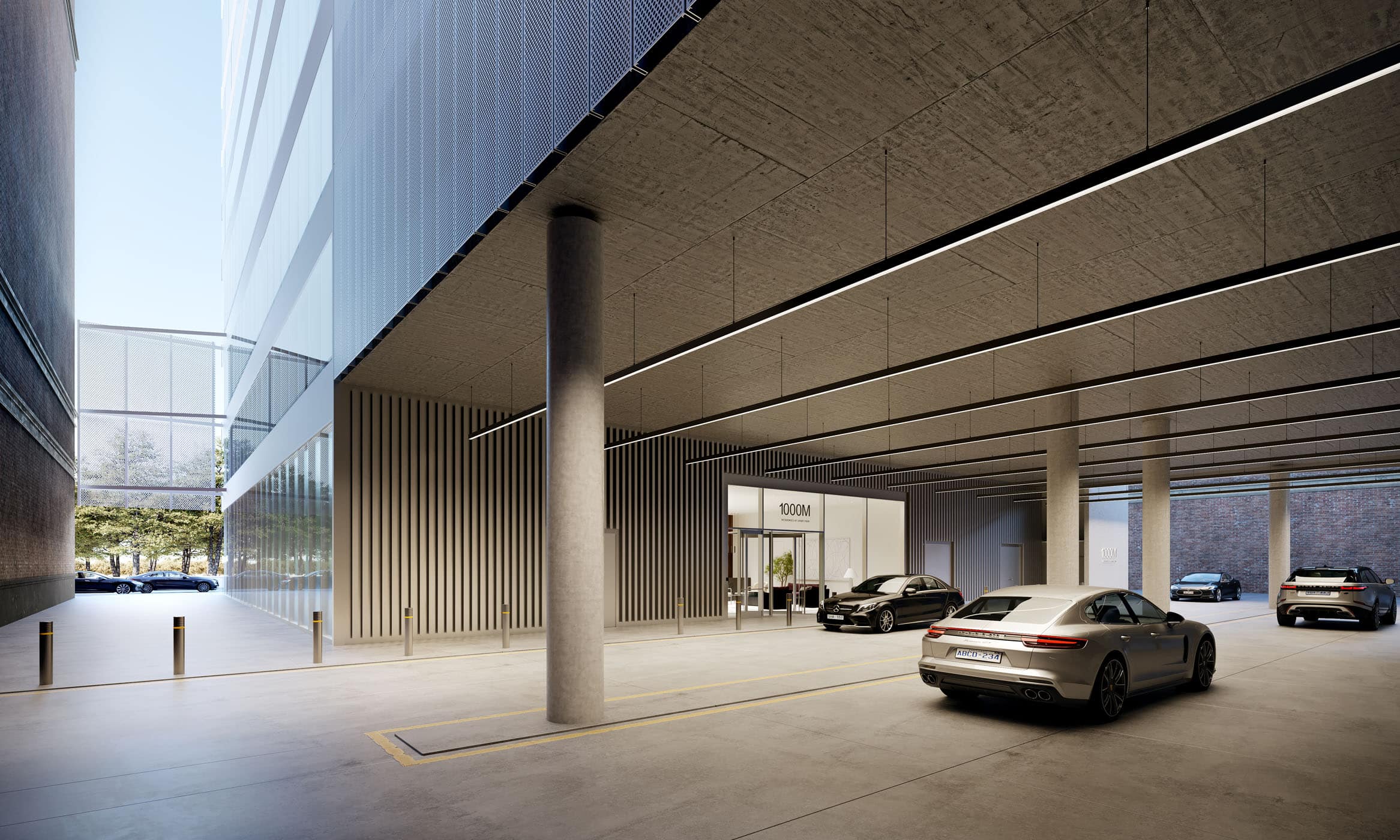 Covered area for arrivals by car