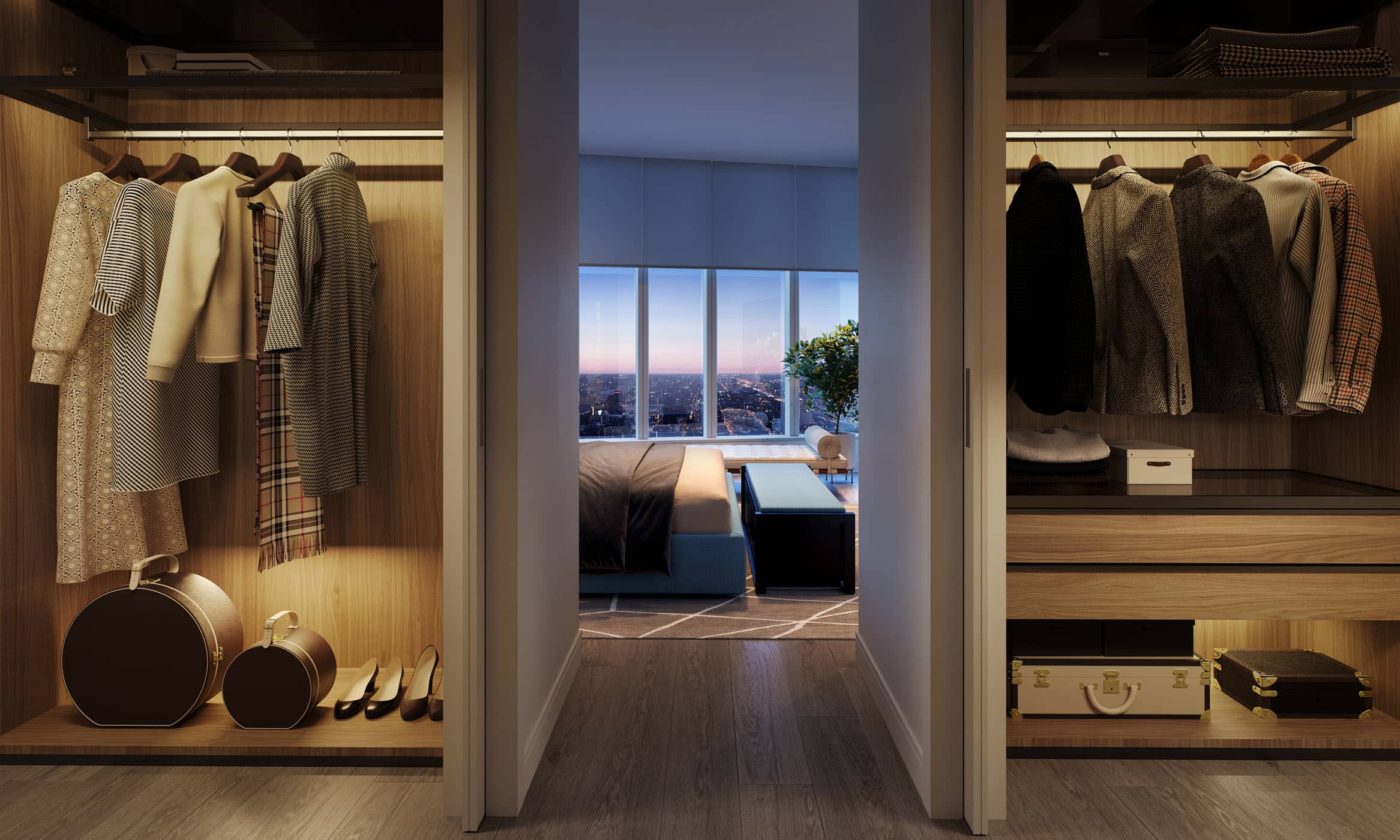 Oversized closets at 1000M with built-in organizers