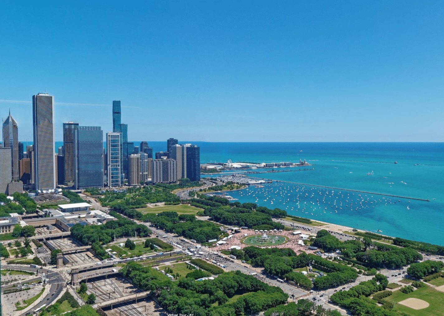 View of the Chicago skyline from above